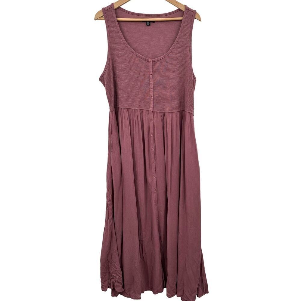 Frye Women's Sleeveless Tank Easy Button Front Midi Dress XXL NWOT Dusty Pink